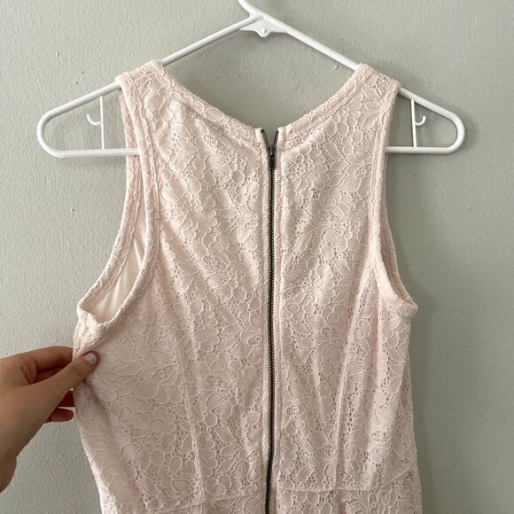 Express blush pink light sleeveless lace summer sundress fit and flare nylon - Picture 6 of 6